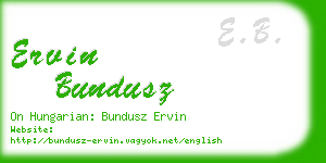 ervin bundusz business card